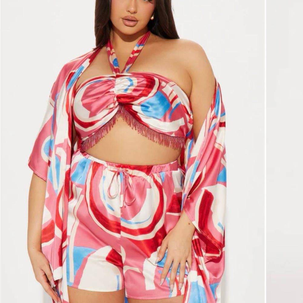 Fashion Nova Pink and Blue Short Set